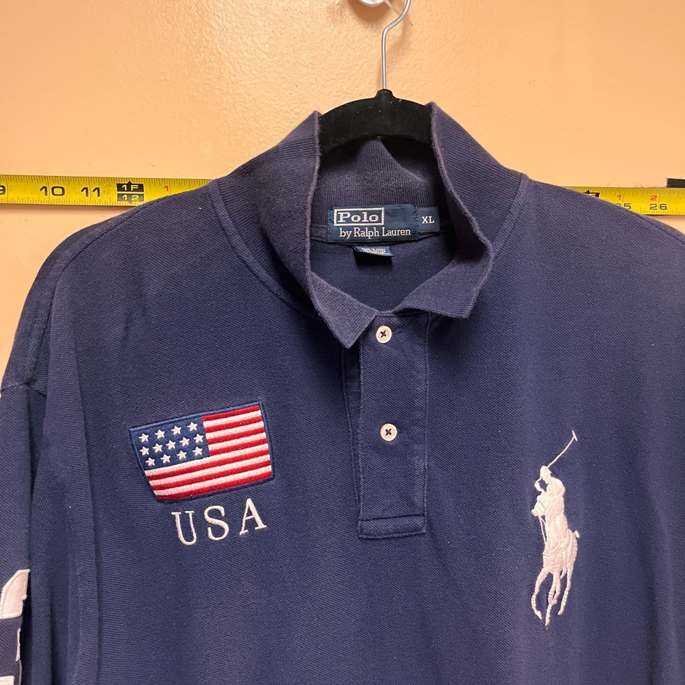 Polo by Ralph Lauren Navy Polo with USA Flag big pony